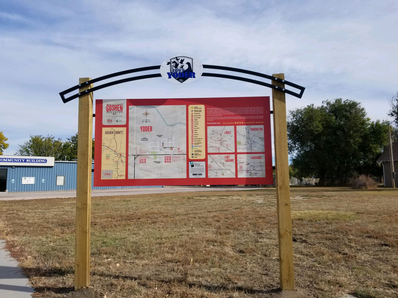 a map of the town of Yoder in a park