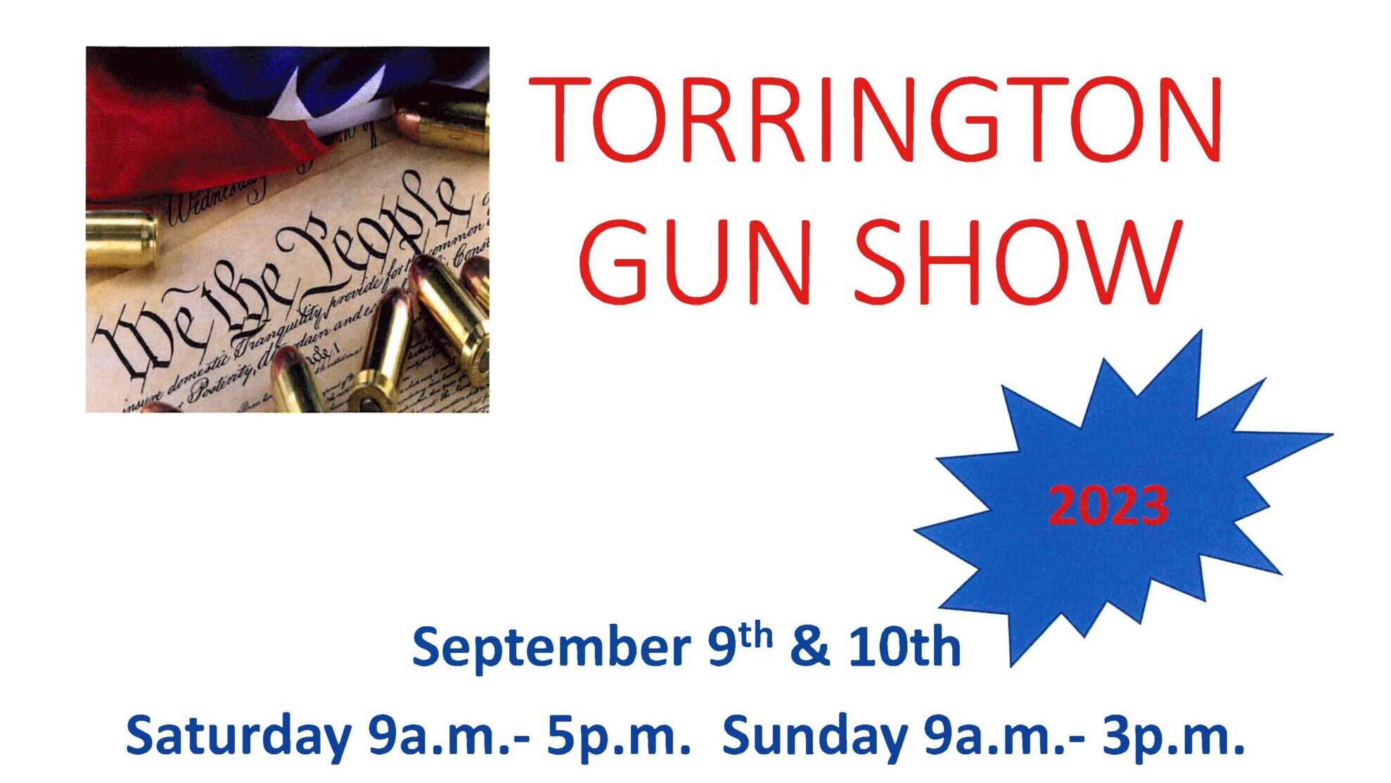 a flyer for Torrington Gun Show