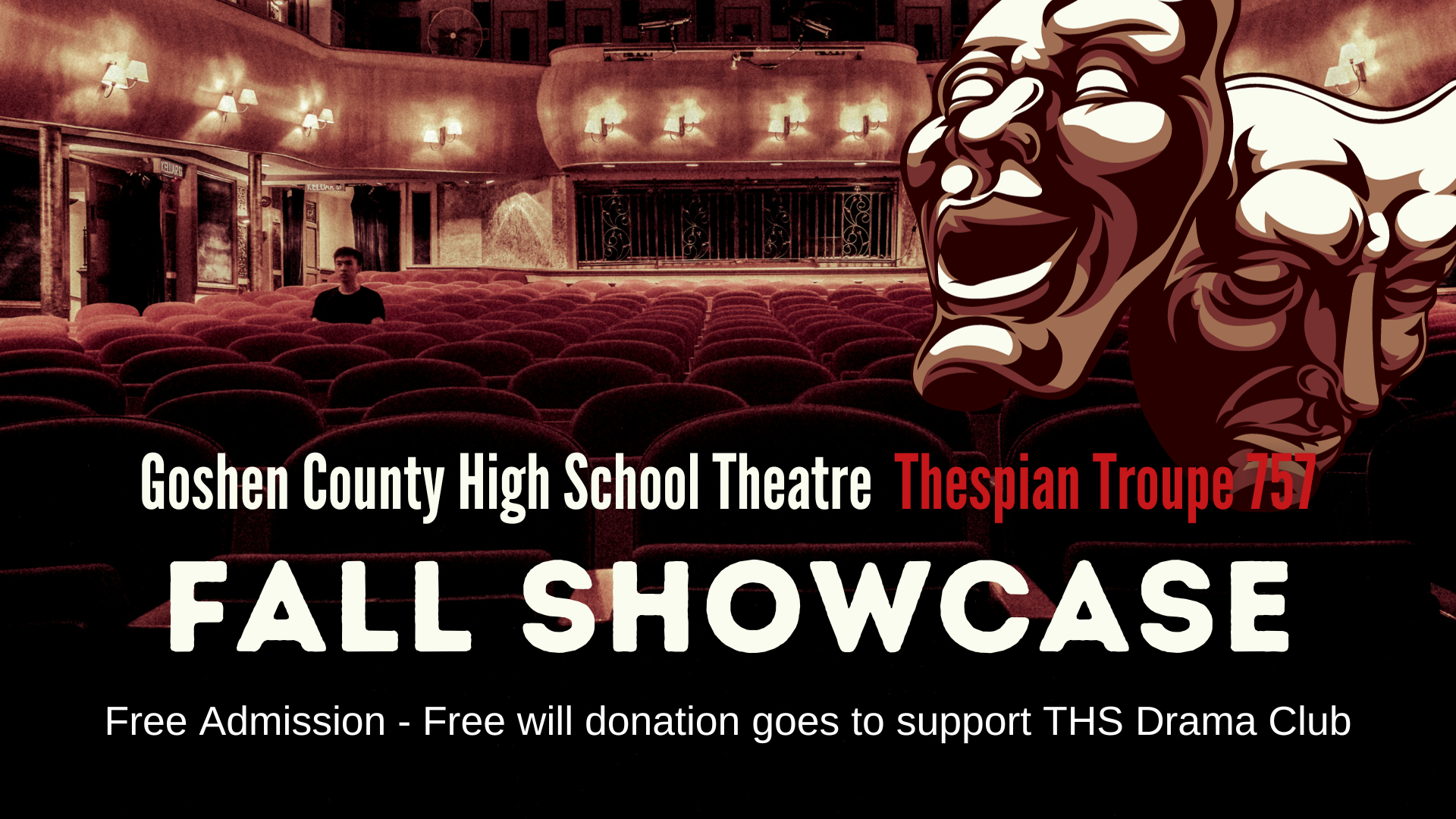 a flyer for Goshen County High School Theatre Thespian Troupe 2023 Fall Showcase