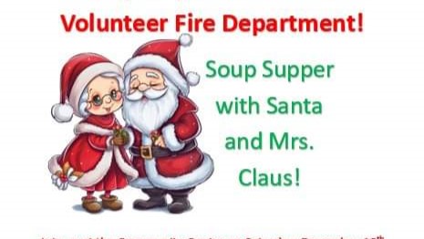 a flyer for Soup Supper with Santa and Mrs. Claus