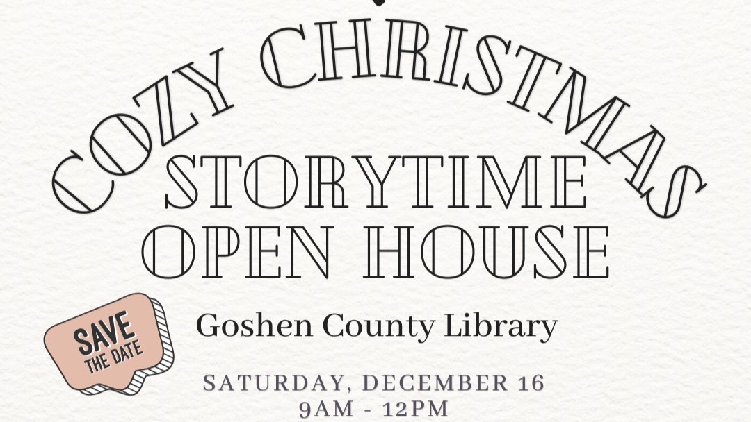 a flyer for Cozy Christmas Storytime Open House