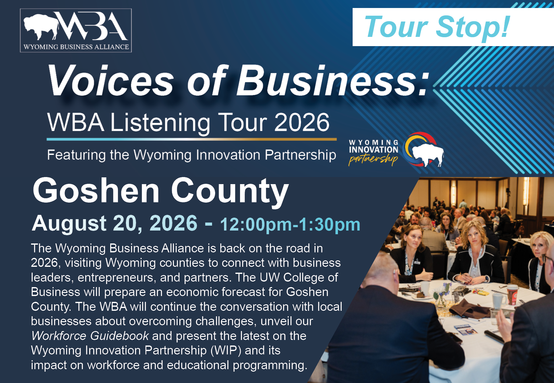 Wyoming Business Alliance Voices of Business Listening Tour at Eastern Wyoming College in Torrington on August 20, 2026.