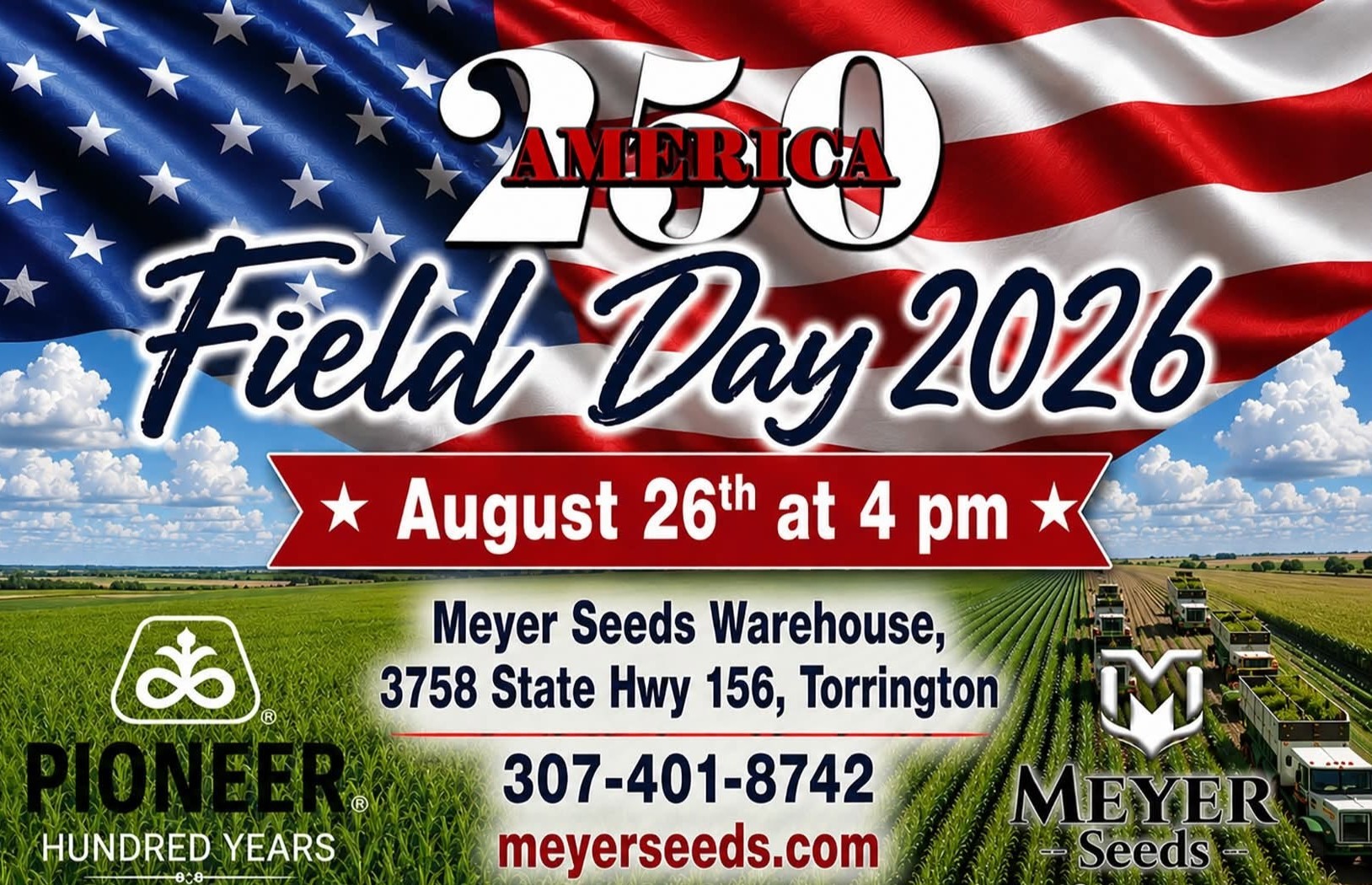 America 250 Field Day 2026 at Meyer Seeds Warehouse in Torrington, Wyoming, on August 26 at 4 p.m.